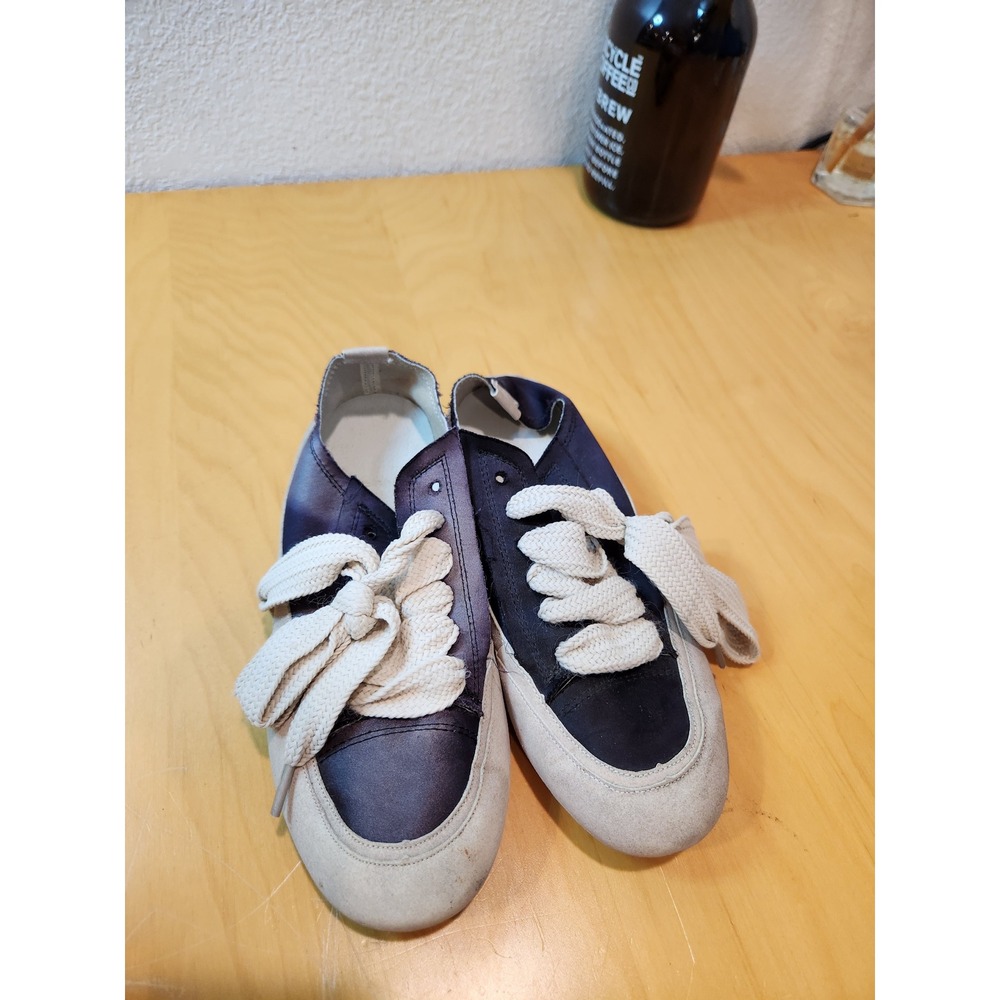 m Navy Gray Satin Lace-Up Sneakers Women's Size 240 EU 37‎ US 7